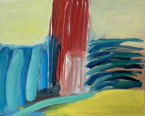 Liegestühle am Strand, 50x60cm, 2020